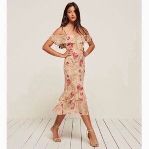 Reformation Odessa off the shoulder Dress "Botany" Floral 2